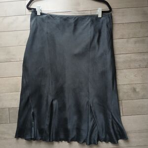 Black 100% silk vintage Y2K midi slip skirt fully lined size 14 fits 12-14 Large